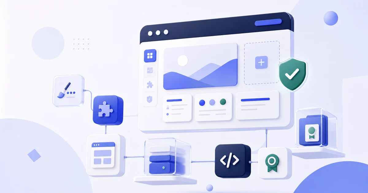 Ilustrasi produk digital dan website builder LeksaStudio