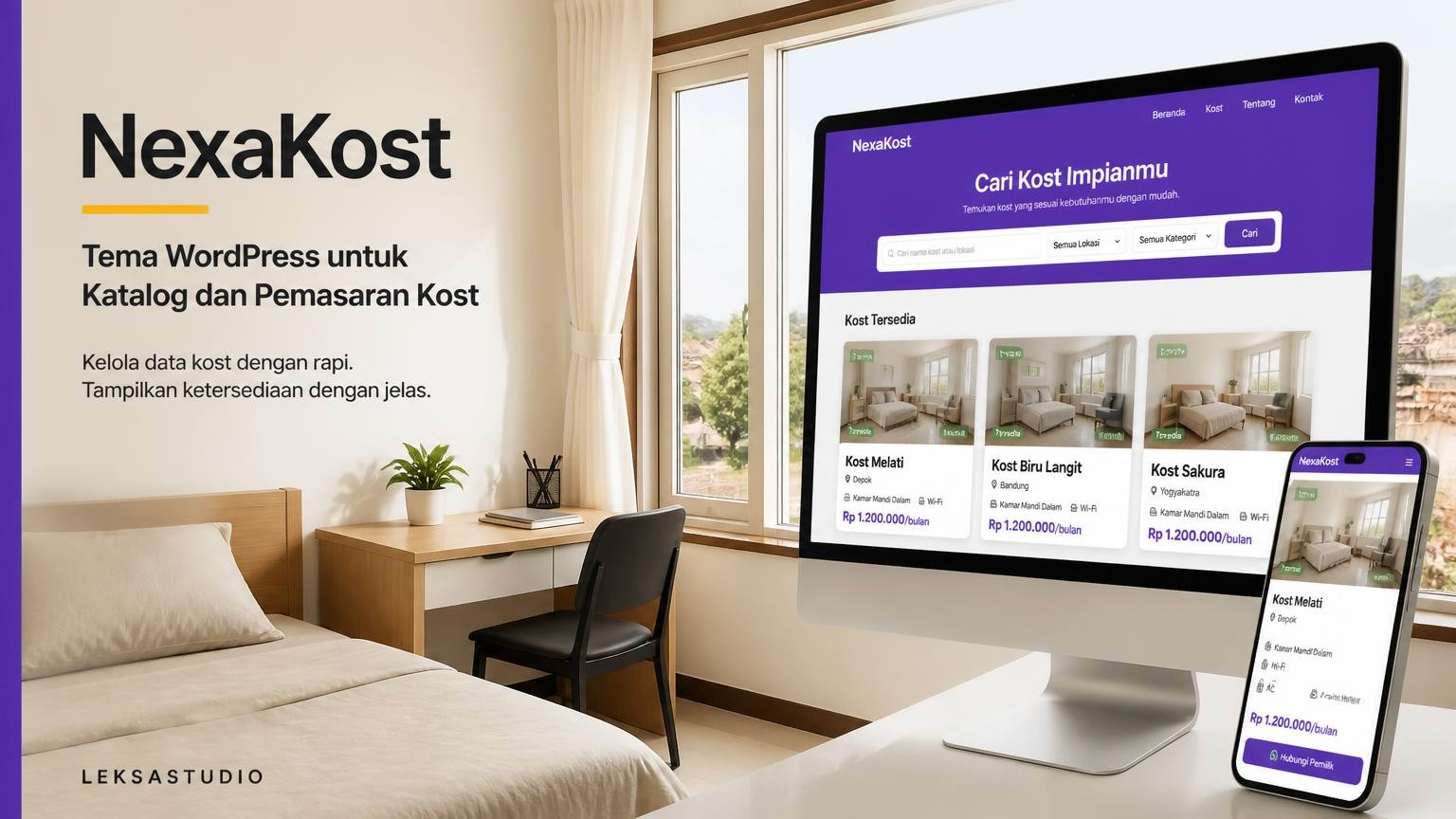 NexaKost - Kost & Boarding House WordPress Theme